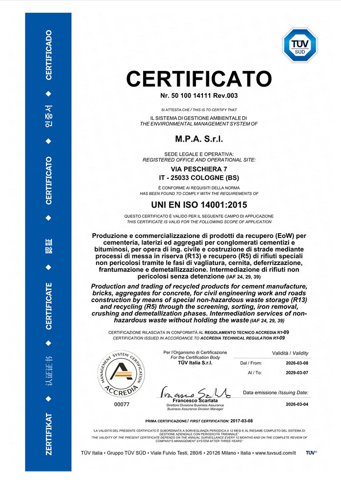 certificato TUV N.14111 REV003